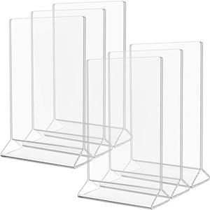 Wedding Party Clear Acrylic Table Top Sign, 6, Size 4 in x 6 in